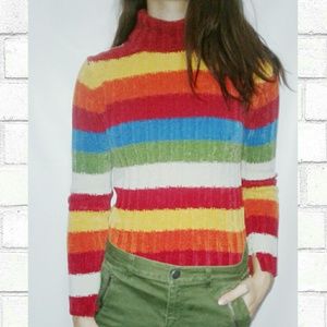 Energie Multi Color Striped Turtle Neck Sweater